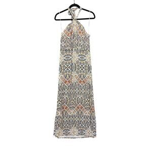 Cynthia Rowley Boho Halter Top Maxi Dress Women’s Size XL Leg Slit Beachy